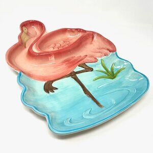 Fun Large Pink Flamingo Chips/Vegetable and Dip Ceramic Platter Home Target